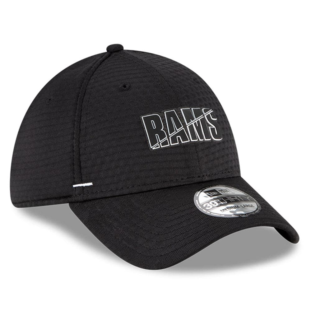 New Era Caps Los Angeles Rams New Era NFL 2020 Summer Sideline 39THIRTY Flex Fit Curve Hat - Black