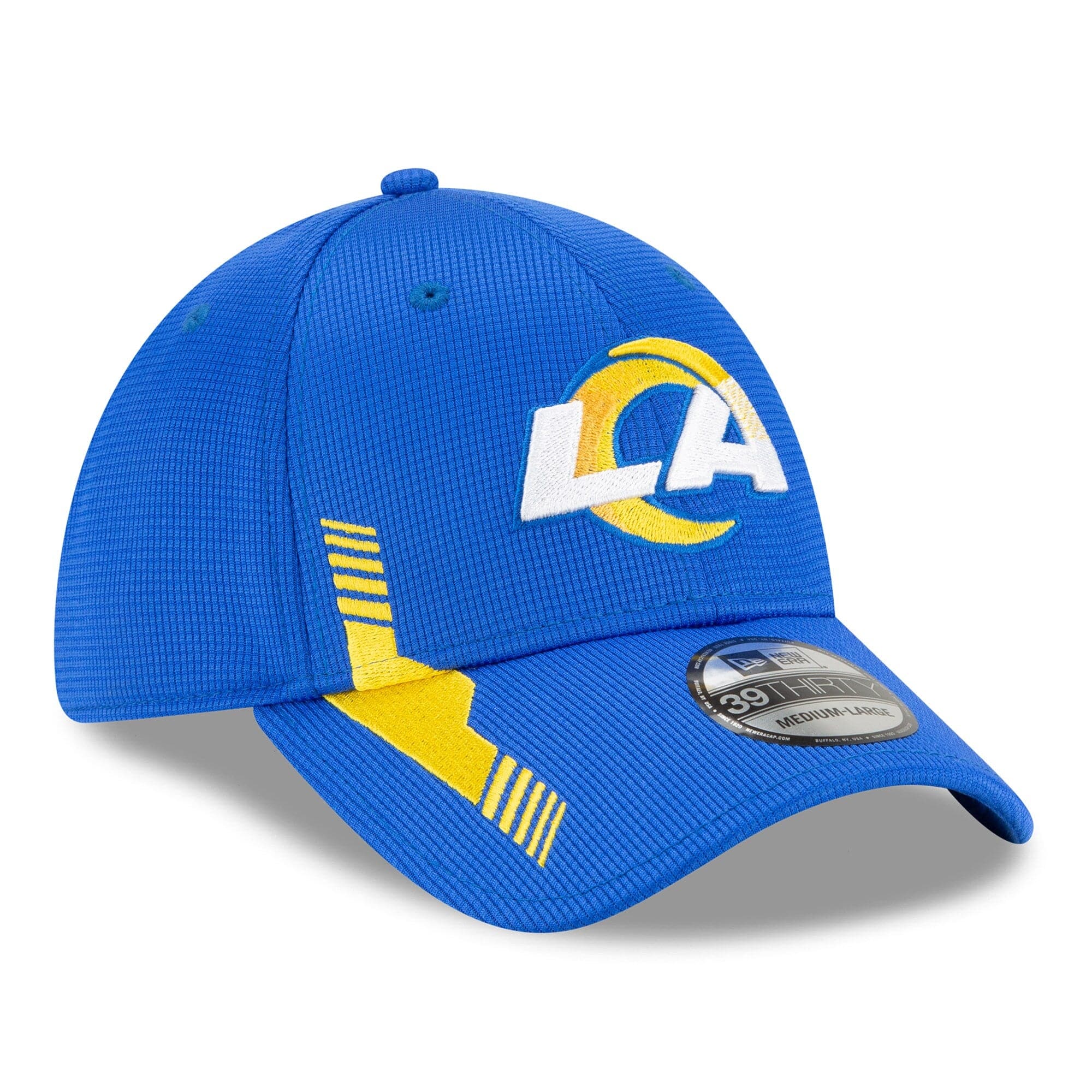 New Era Caps Los Angeles Rams New Era NFL 2021 Sideline Home 39THIRTY Flex Fit Hat - Blue