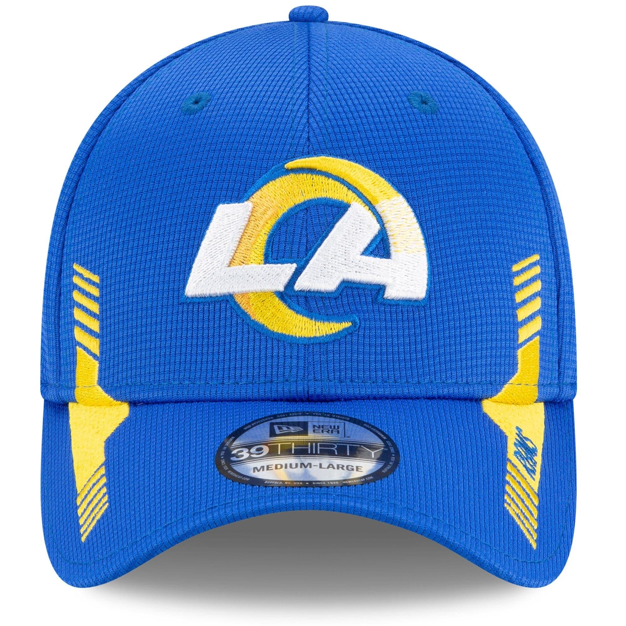 New Era Caps Los Angeles Rams New Era NFL 2021 Sideline Home 39THIRTY Flex Fit Hat - Blue