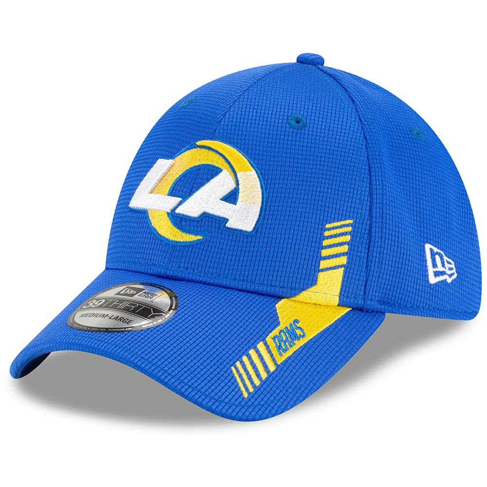 New Era Caps Los Angeles Rams New Era NFL 2021 Sideline Home 39THIRTY Flex Fit Hat - Blue