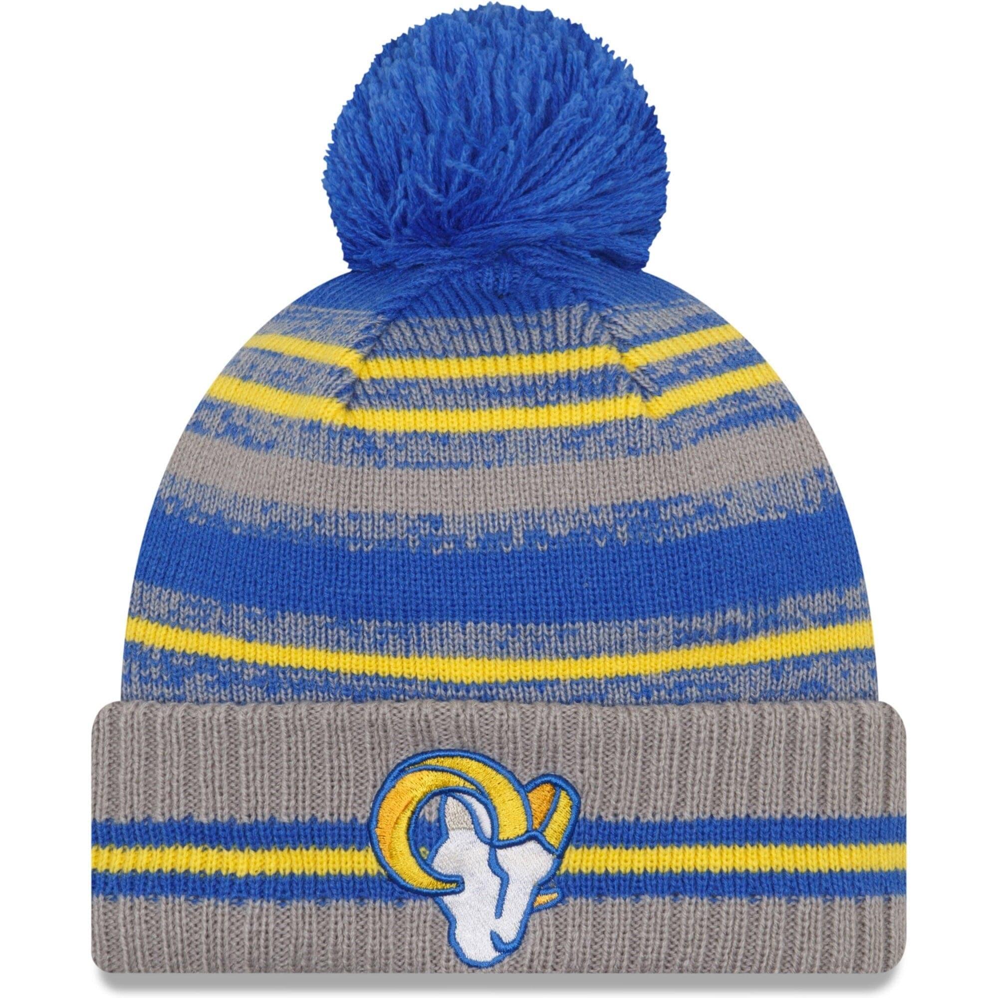 New Era Beanies Los Angeles Rams New Era NFL 2021 Sideline Team Pom Knit Beanie - Grey