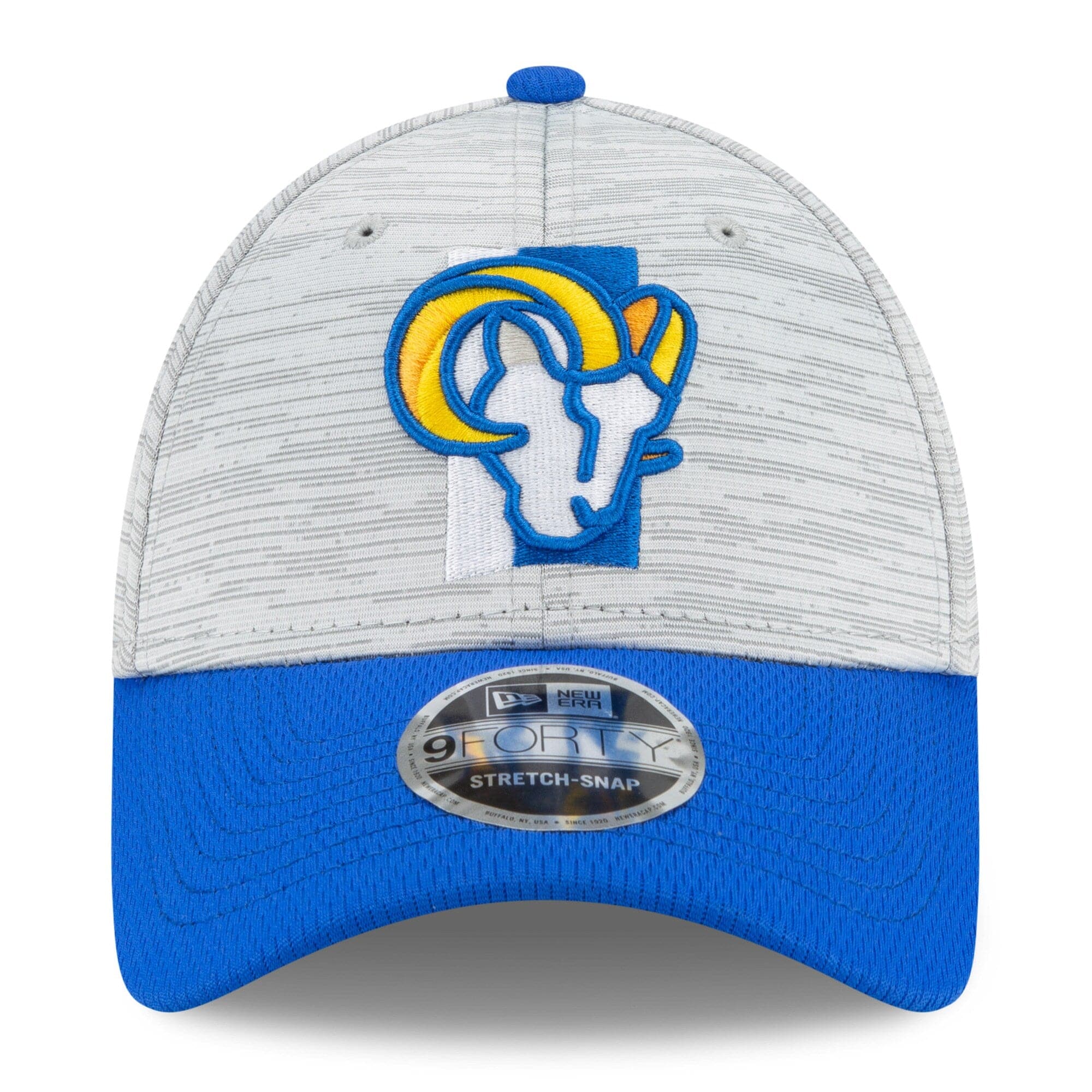 New Era Caps Los Angeles Rams New Era NFL 2021 Training Camp 9FORTY Curve Stretch Snapback Hat - Grey