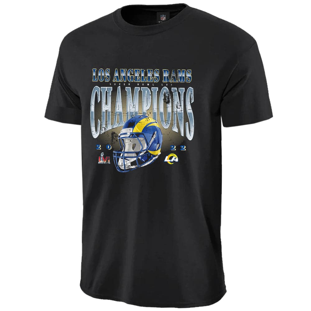 Majestic Athletic T-Shirts Los Angeles Rams NFL Super Bowl LVI 3D Champions T-Shirt - Black