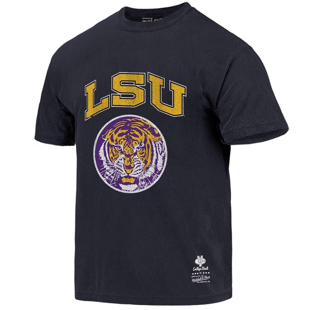 Mitchell And Ness T-Shirts LSU Tigers Mitchell & Ness NCAA Emblem Vintage T-Shirt - Faded Black
