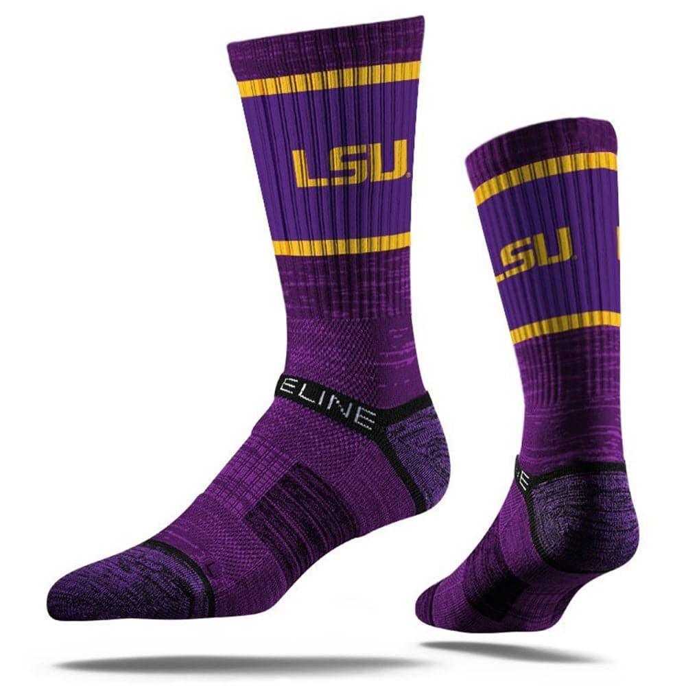Strideline Socks M/L (8-12 US) LSU Tigers Strideline NCAA Team Stripe Premium Crew Socks - Purple