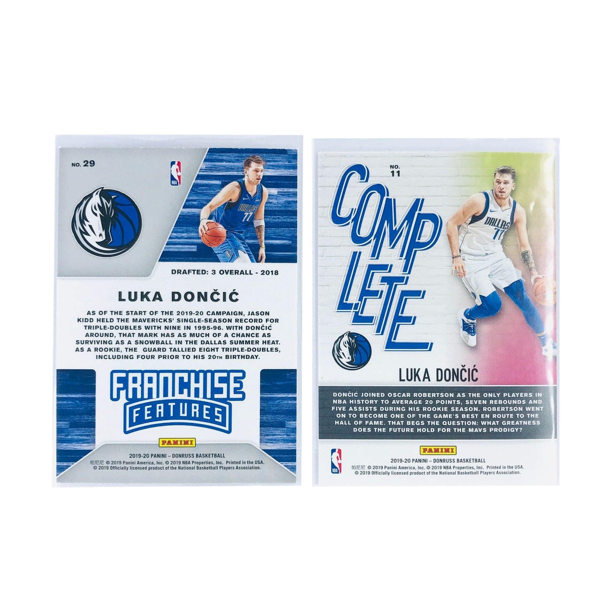 Panini Cards Luka Doncic Dallas Mavericks 19-20 Panini NBA Donruss 2 Card Insert Set
