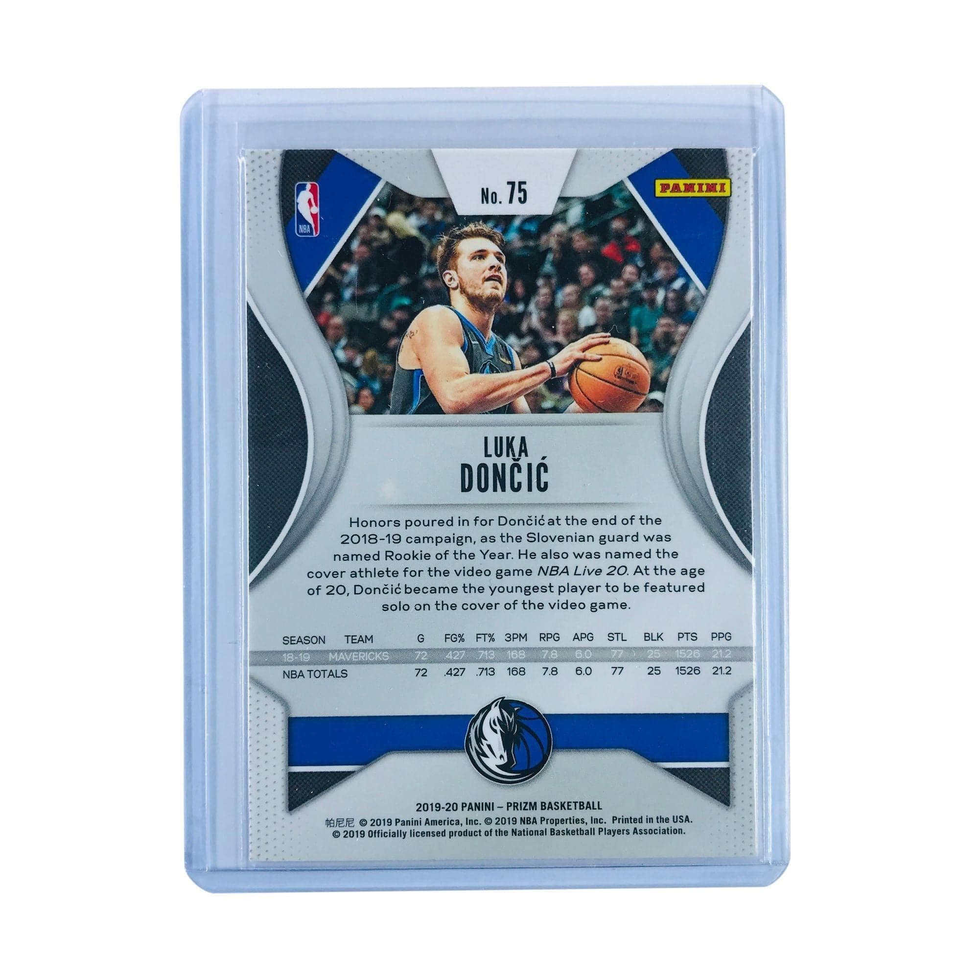 Panini Cards Luka Doncic Dallas Mavericks 2019-20 Panini Prizm NBA 75 Base Card