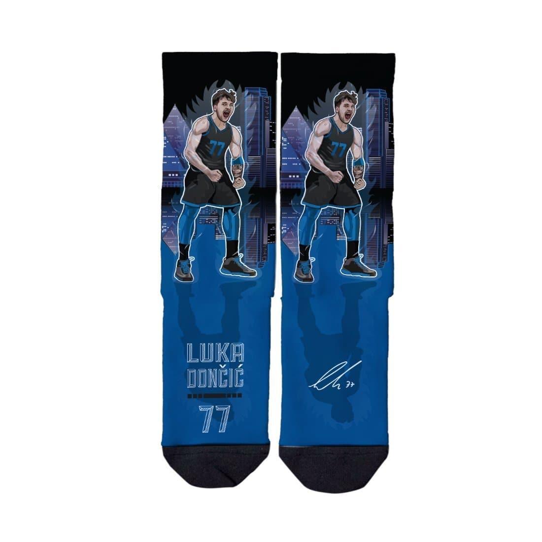 Strideline Socks M/L (8-12 US) Luka Doncic Dallas Mavericks Strideline NBA Superhero Classic Crew Socks - Blue