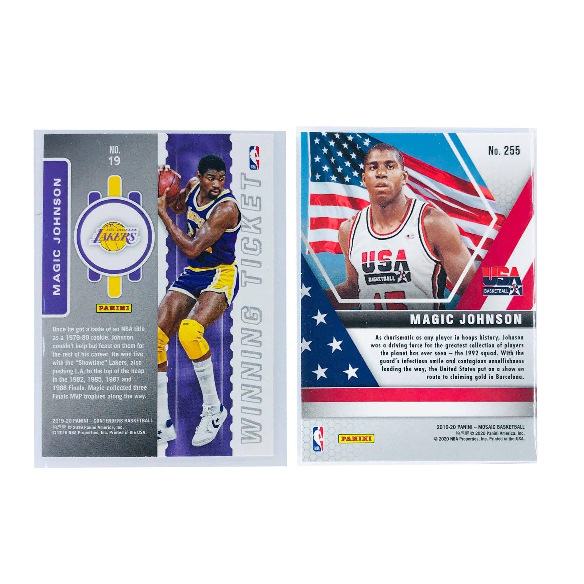 Panini Cards Magic Johnson Los Angeles Lakers 19-20 Panini NBA 2 Card Set