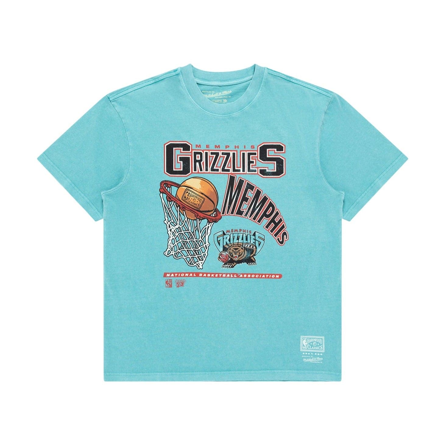 Mitchell And Ness T-Shirts Memphis Grizzlies Mitchell & Ness NBA Hoop Vintage T-Shirt - Faded Teal
