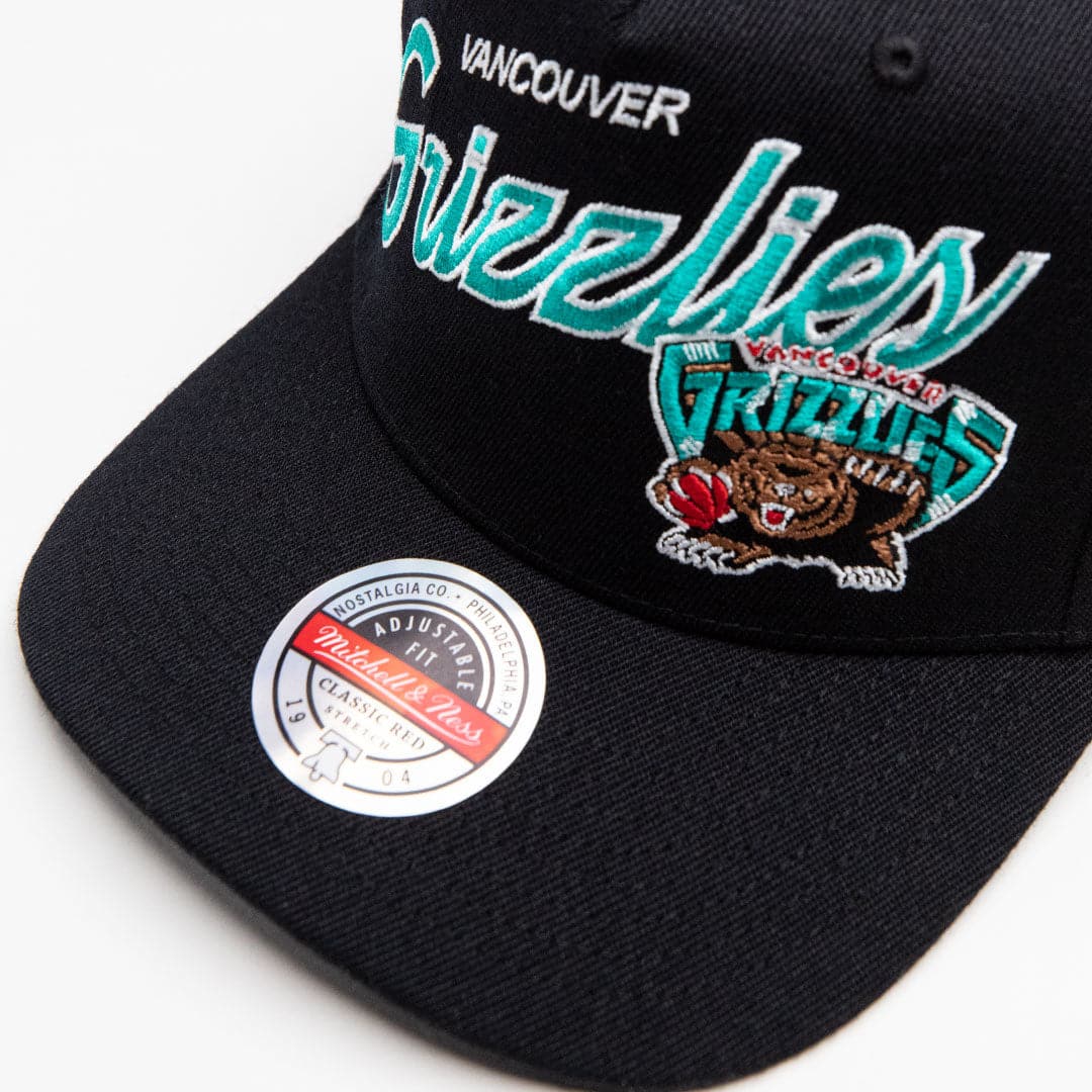 Mitchell And Ness Caps Memphis Grizzlies Mitchell & Ness NBA Logo Script Classic Red Snapback Hat - Black