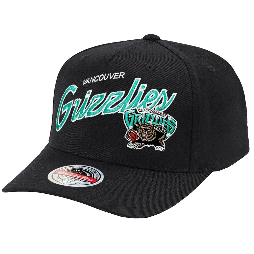 Mitchell And Ness Caps Memphis Grizzlies Mitchell & Ness NBA Logo Script Classic Red Snapback Hat - Black