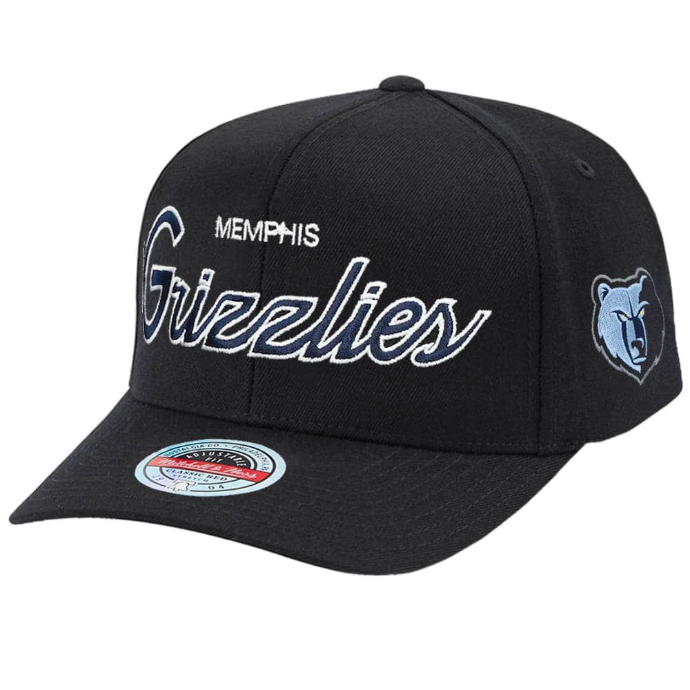 Mitchell And Ness Caps Memphis Grizzlies Mitchell & Ness NBA Script 2.0 Classic Red Snapback Hat - Black