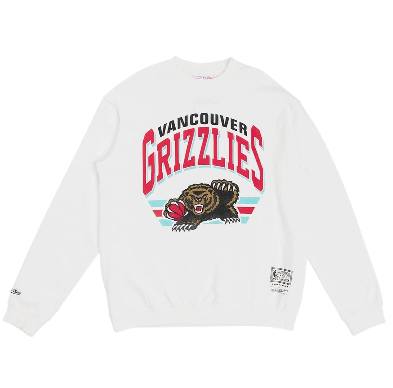 Mitchell And Ness Jumpers Memphis Grizzlies Mitchell & Ness NBA Stadium Logo Vintage Crew Jumper - White