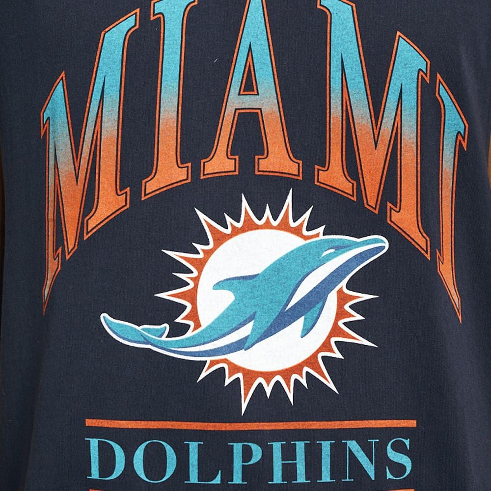 Majestic Athletic T-Shirts Miami Dolphins Majestic NFL Gradient Arch Vintage Muscle T-Shirt - Faded Black