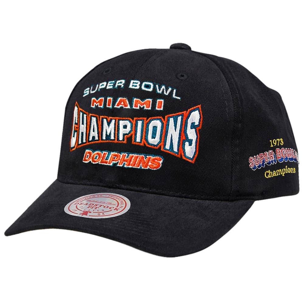Mitchell And Ness Caps Miami Dolphins Mitchell & Ness NFL 73 Champs Deadstock Snapback Hat - Black