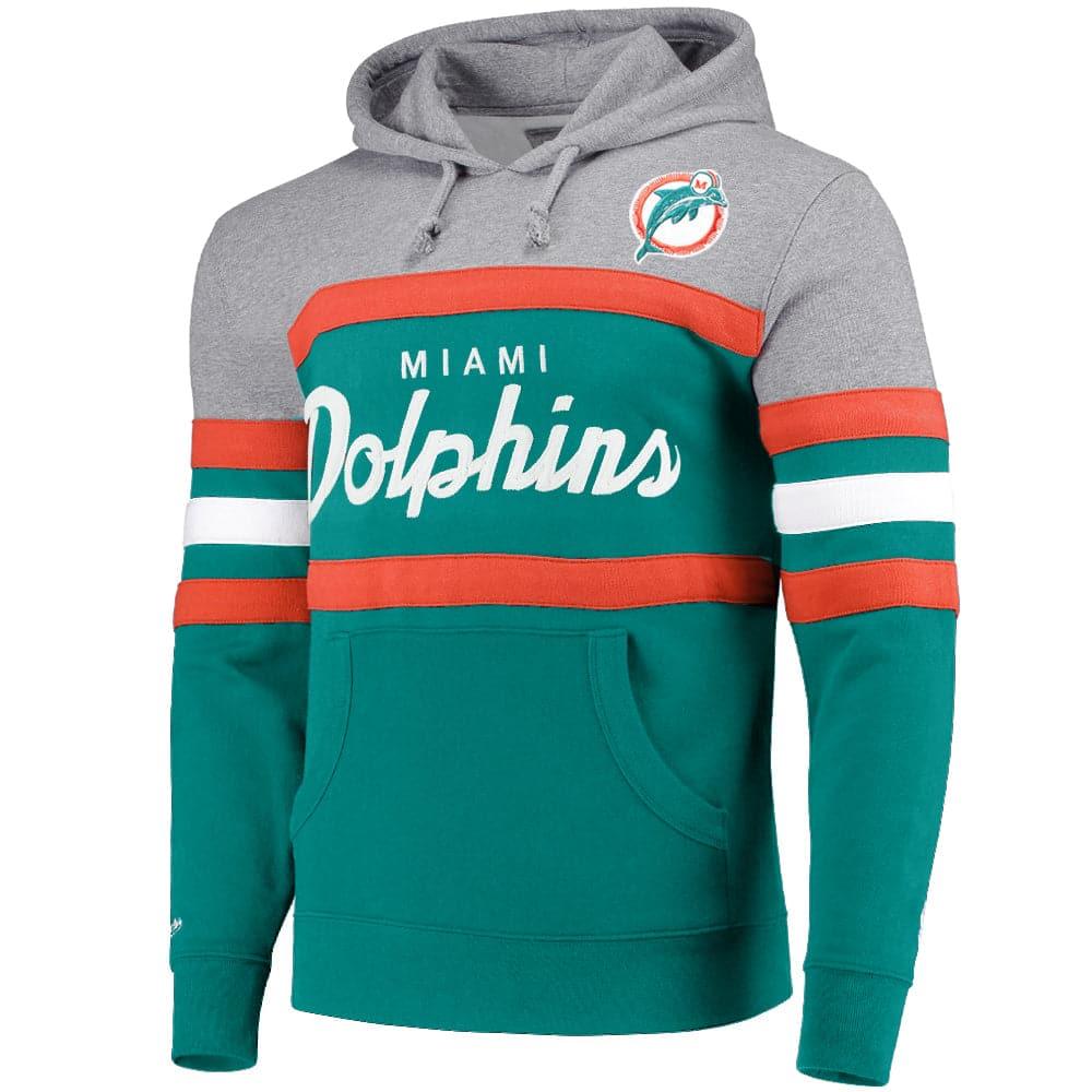 Mitchell And Ness Jumpers Miami Dolphins Mitchell & Ness NFL Head Coach Premium Hoodie Jumper - Teal