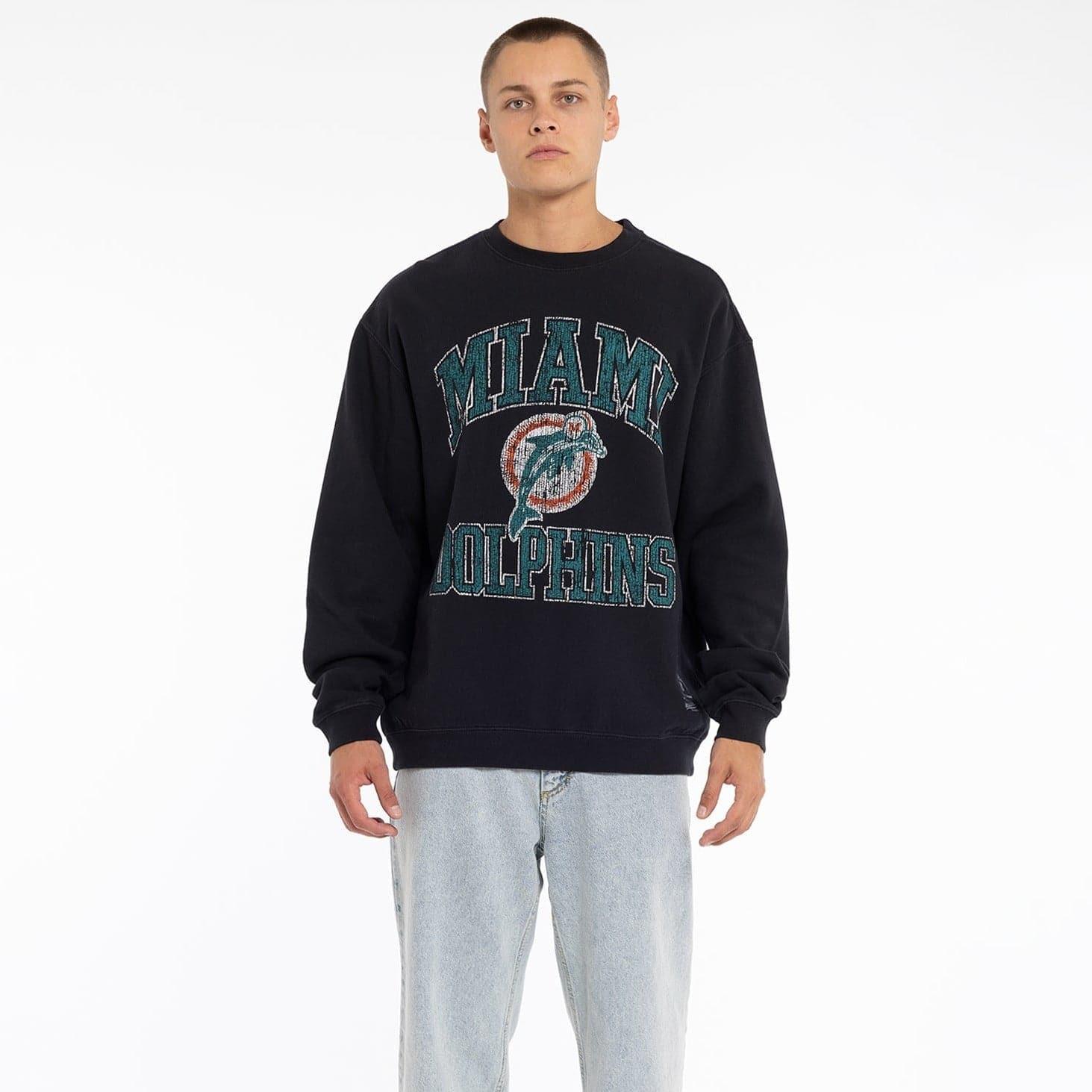 Mitchell And Ness Jumpers Miami Dolphins Mitchell & Ness NFL Ivy Arch Vintage Crew Jumper - Faded Black