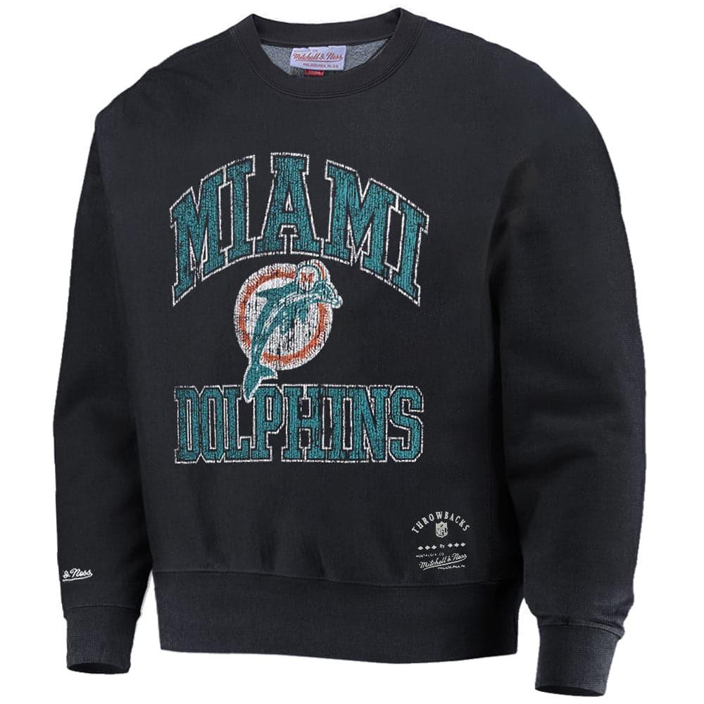 Mitchell And Ness Jumpers Miami Dolphins Mitchell & Ness NFL Ivy Arch Vintage Crew Jumper - Faded Black