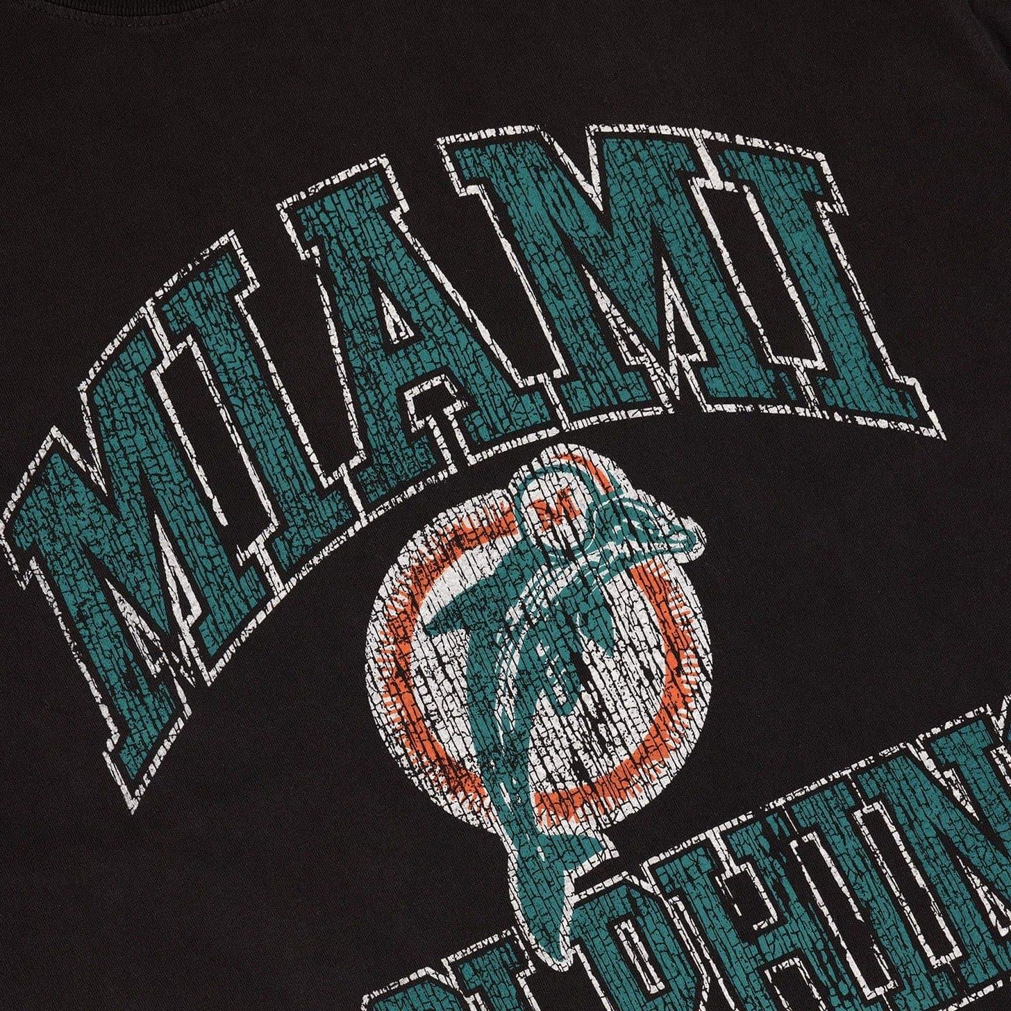 Mitchell And Ness T-Shirts Miami Dolphins Mitchell & Ness NFL Ivy Arch Vintage T-Shirt - Faded Black