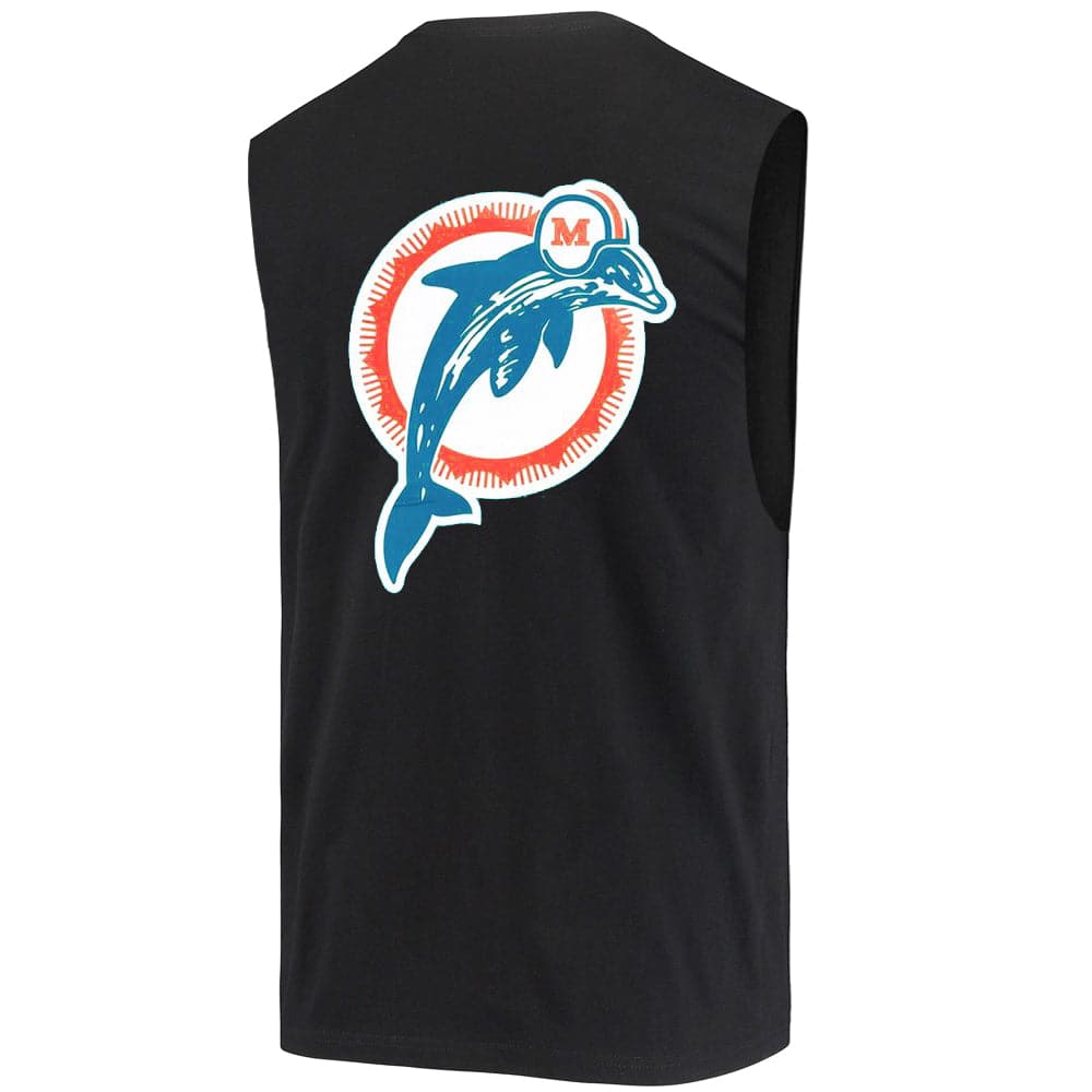 Mitchell And Ness T-Shirts Miami Dolphins Mitchell & Ness NFL Retro Repeat Muscle T-Shirt - Black