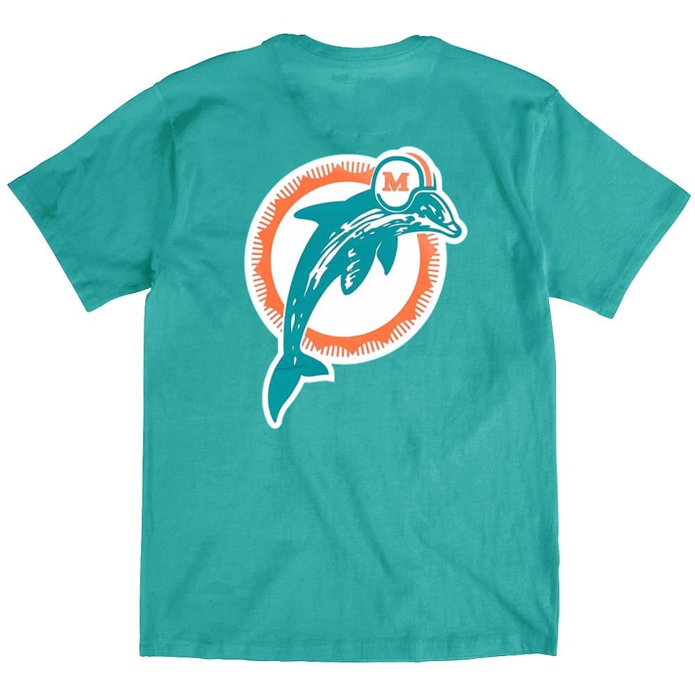Mitchell And Ness T-Shirts Miami Dolphins Mitchell & Ness NFL Retro Repeat T-Shirt - Aqua