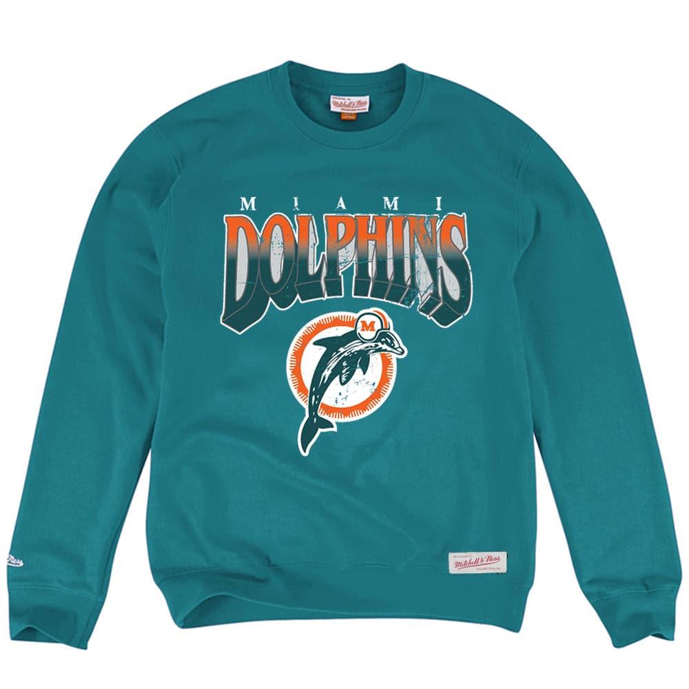 Mitchell And Ness Jumpers Miami Dolphins Mitchell & Ness NFL Rush Crew Jumper - Teal