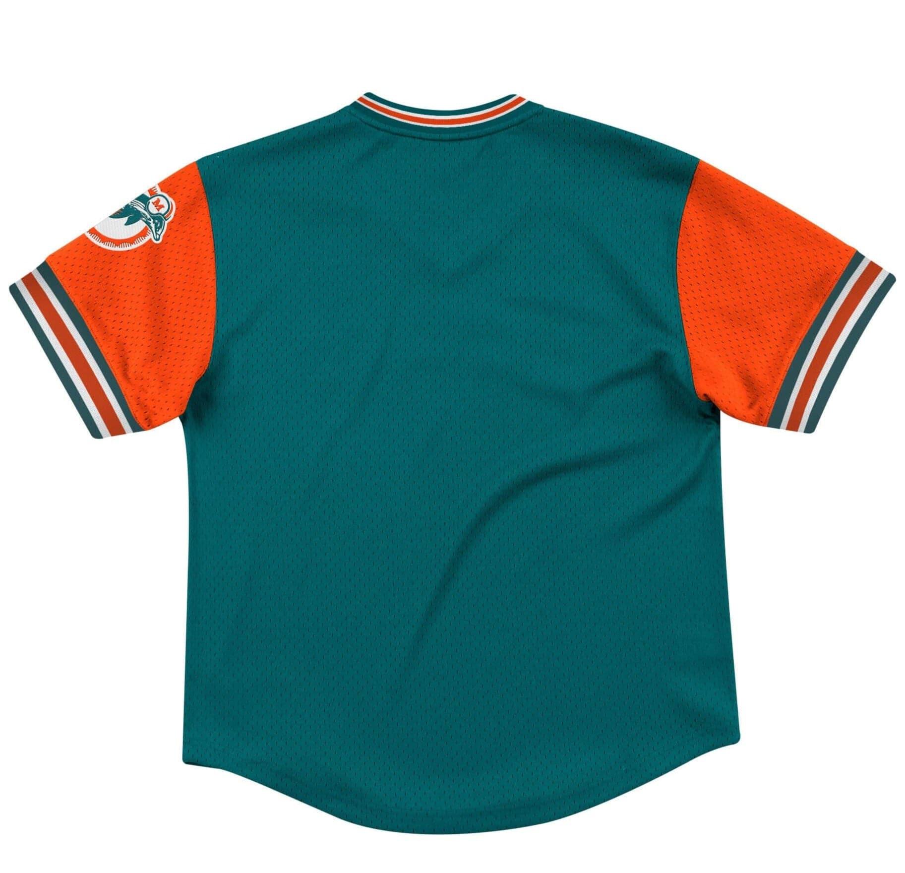 Mitchell And Ness T-Shirts Miami Dolphins Mitchell & Ness NFL Top Prospect Mesh V- Neck - Teal
