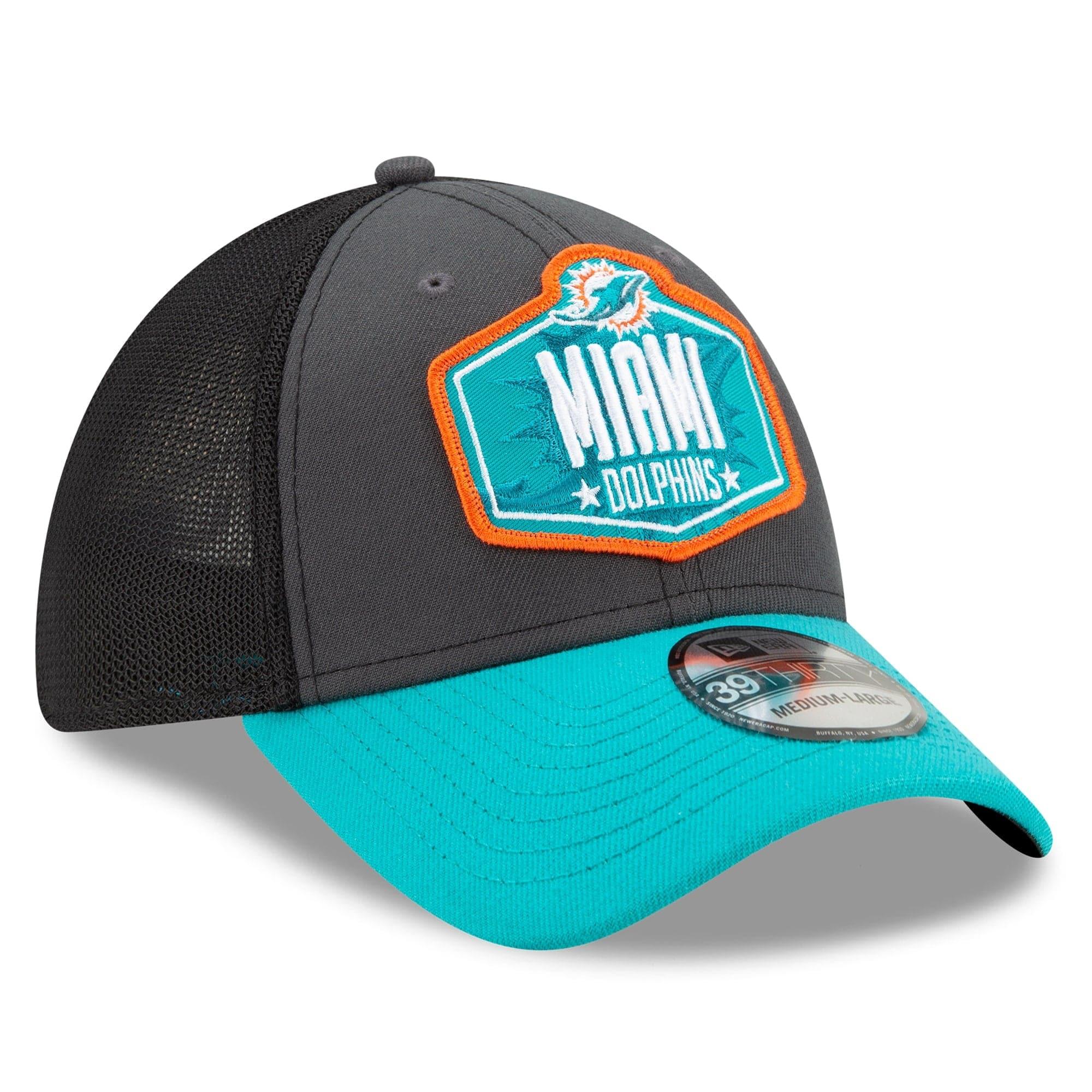 New Era Caps Miami Dolphins New Era 2021 NFL Draft 39THIRTY Flex Fit Curve Hat - Graphite
