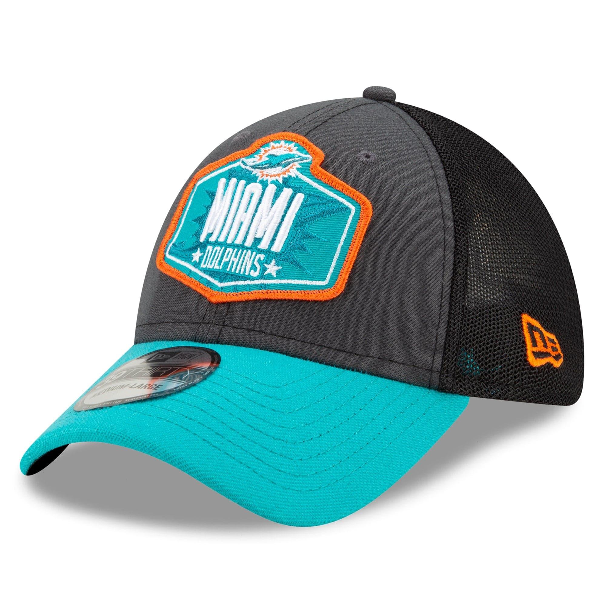 New Era Caps Miami Dolphins New Era 2021 NFL Draft 39THIRTY Flex Fit Curve Hat - Graphite