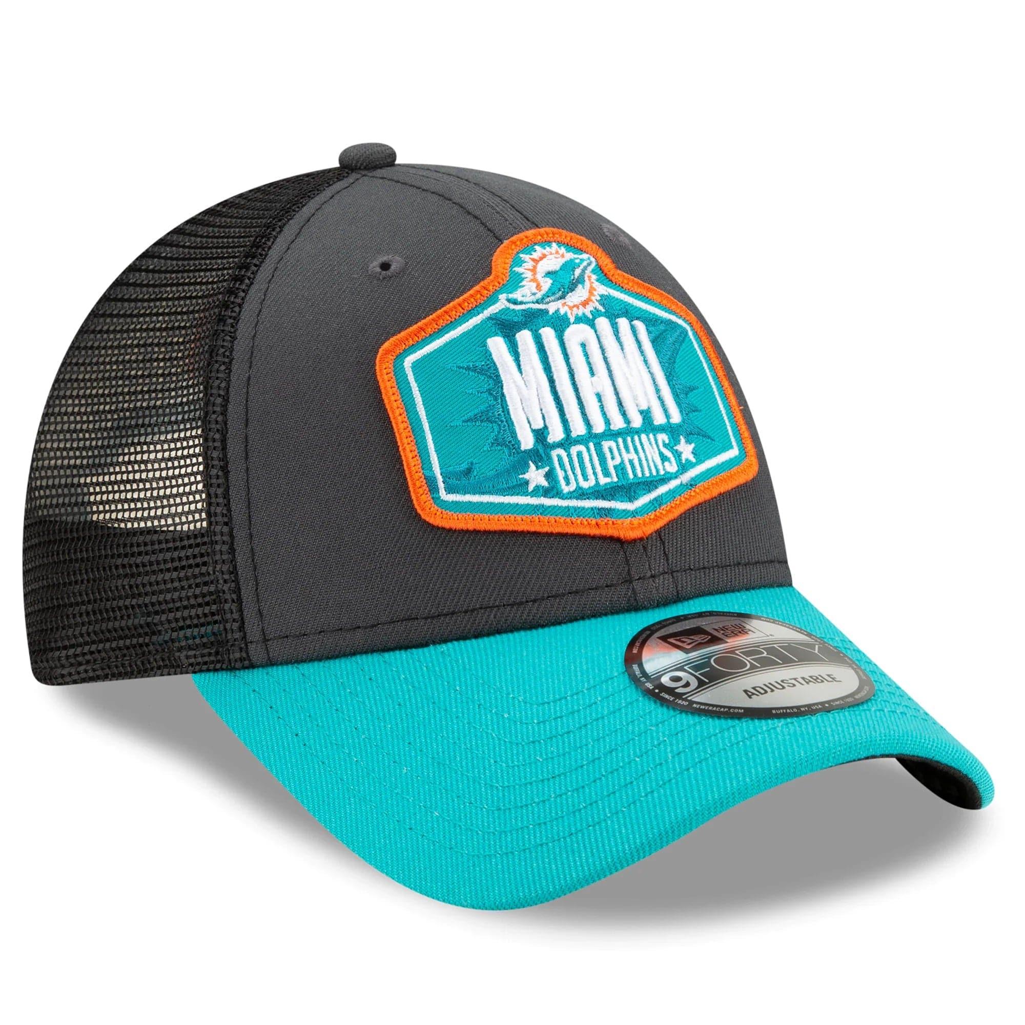 New Era Caps Miami Dolphins New Era 2021 NFL Draft 9FORTY Snapback Curve Hat - Graphite