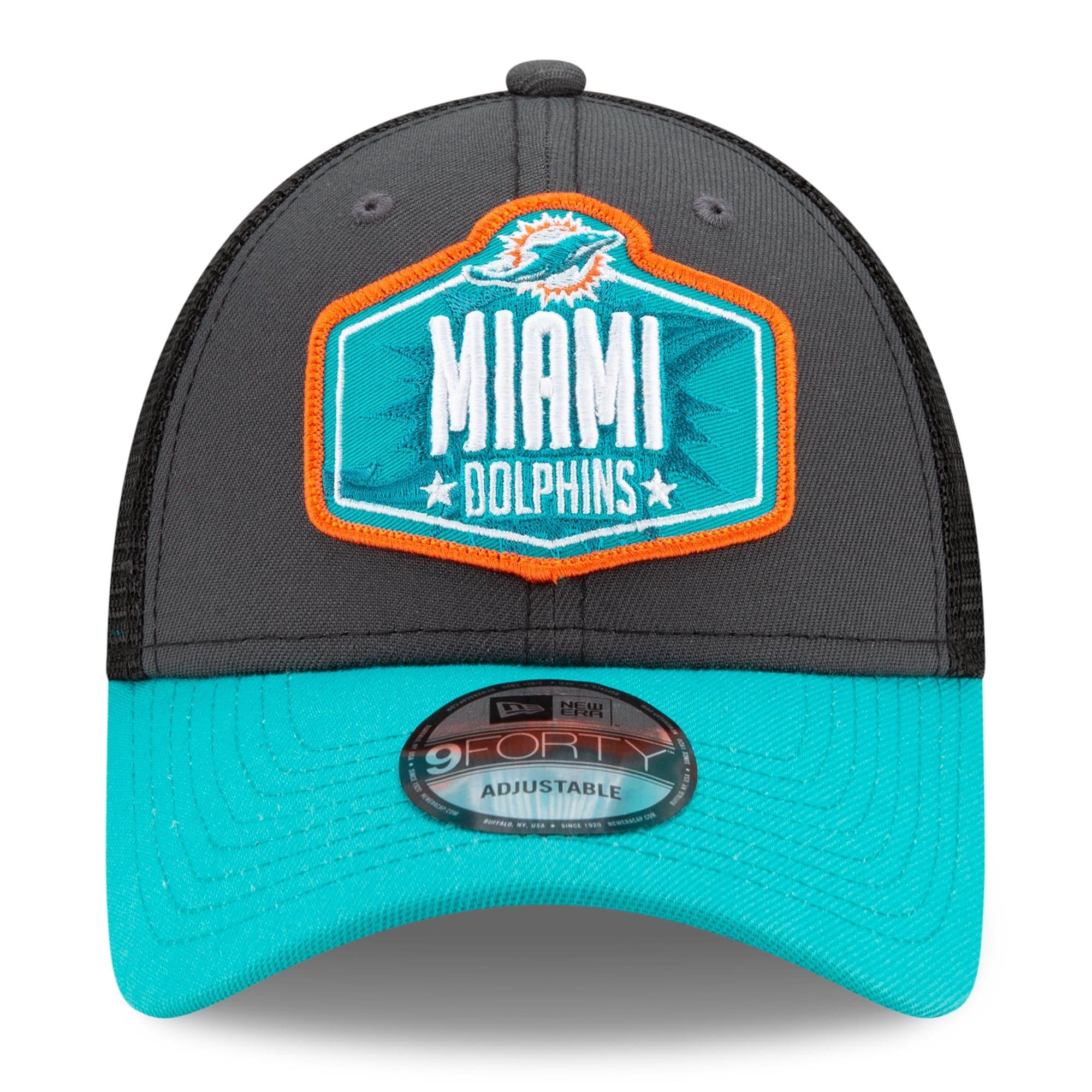 New Era Caps Miami Dolphins New Era 2021 NFL Draft 9FORTY Snapback Curve Hat - Graphite