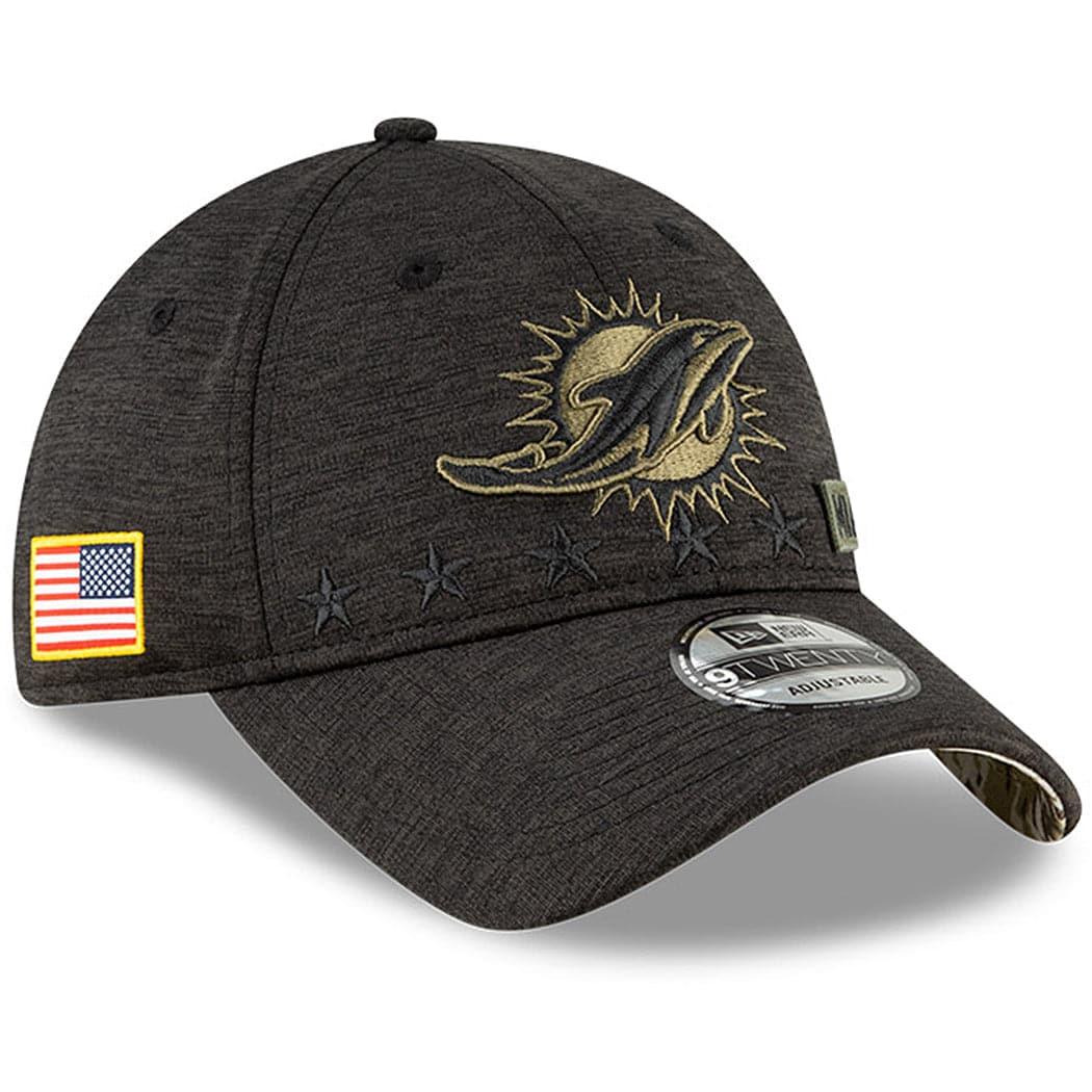 New Era Caps Miami Dolphins New Era NFL 2020 Salute To Service 9TWENTY Curve Hat - Black