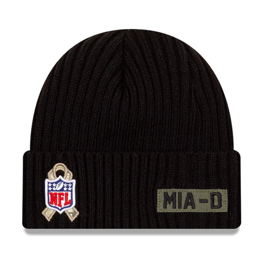 New Era Beanies Miami Dolphins New Era NFL 2020 Salute To Service Cuffed Knit Beanie - Black