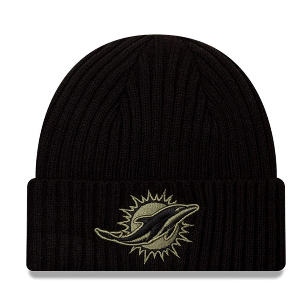 New Era Beanies Miami Dolphins New Era NFL 2020 Salute To Service Cuffed Knit Beanie - Black