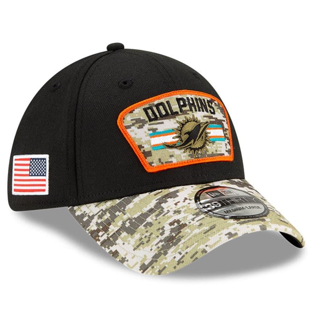 New Era Caps Miami Dolphins New Era NFL 2021 Salute To Service 39THIRTY Flex Fit Hat - Black