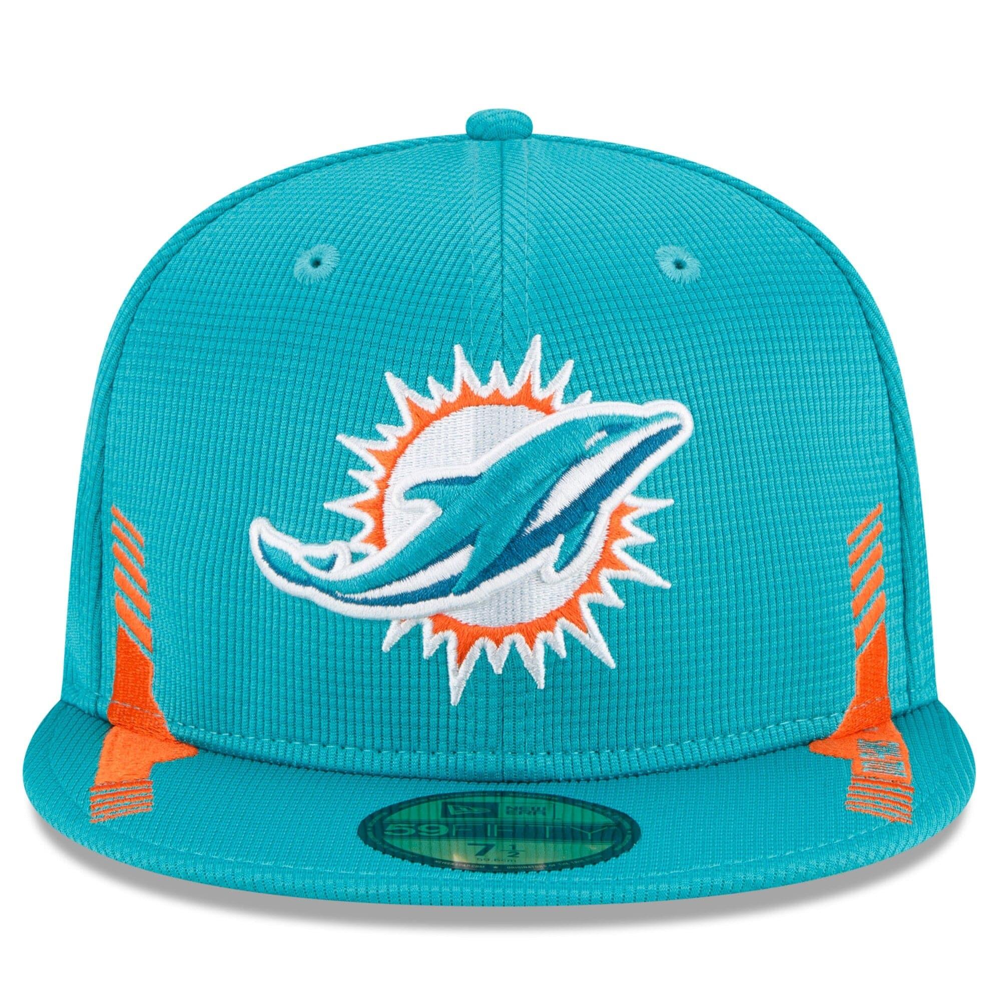New Era Caps Miami Dolphins New Era NFL 2021 Sideline Home 59FIFTY Fitted Hat - Turquoise