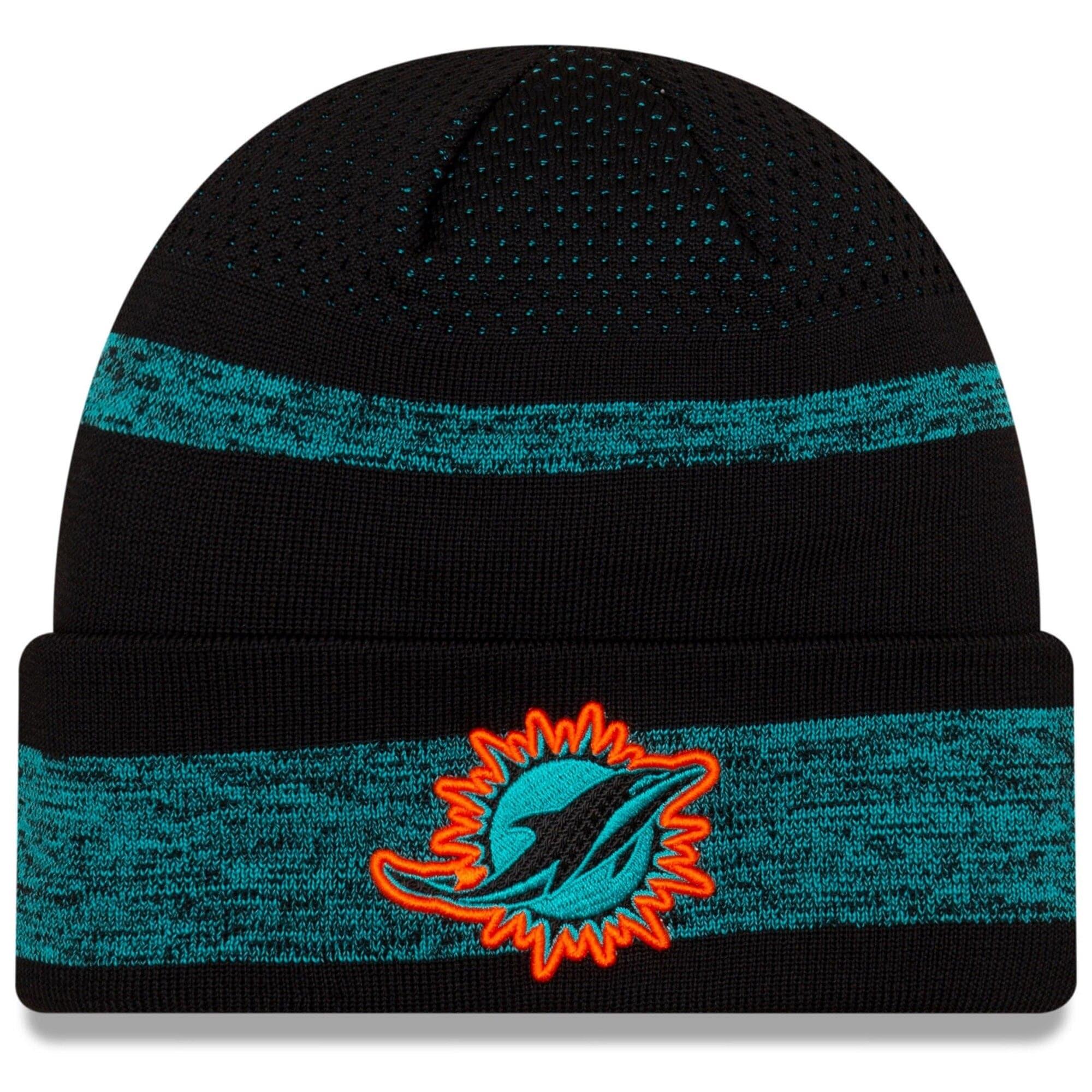 New Era Beanies Miami Dolphins New Era NFL 2021 Sideline Performance Tech Cuff Beanie - Black
