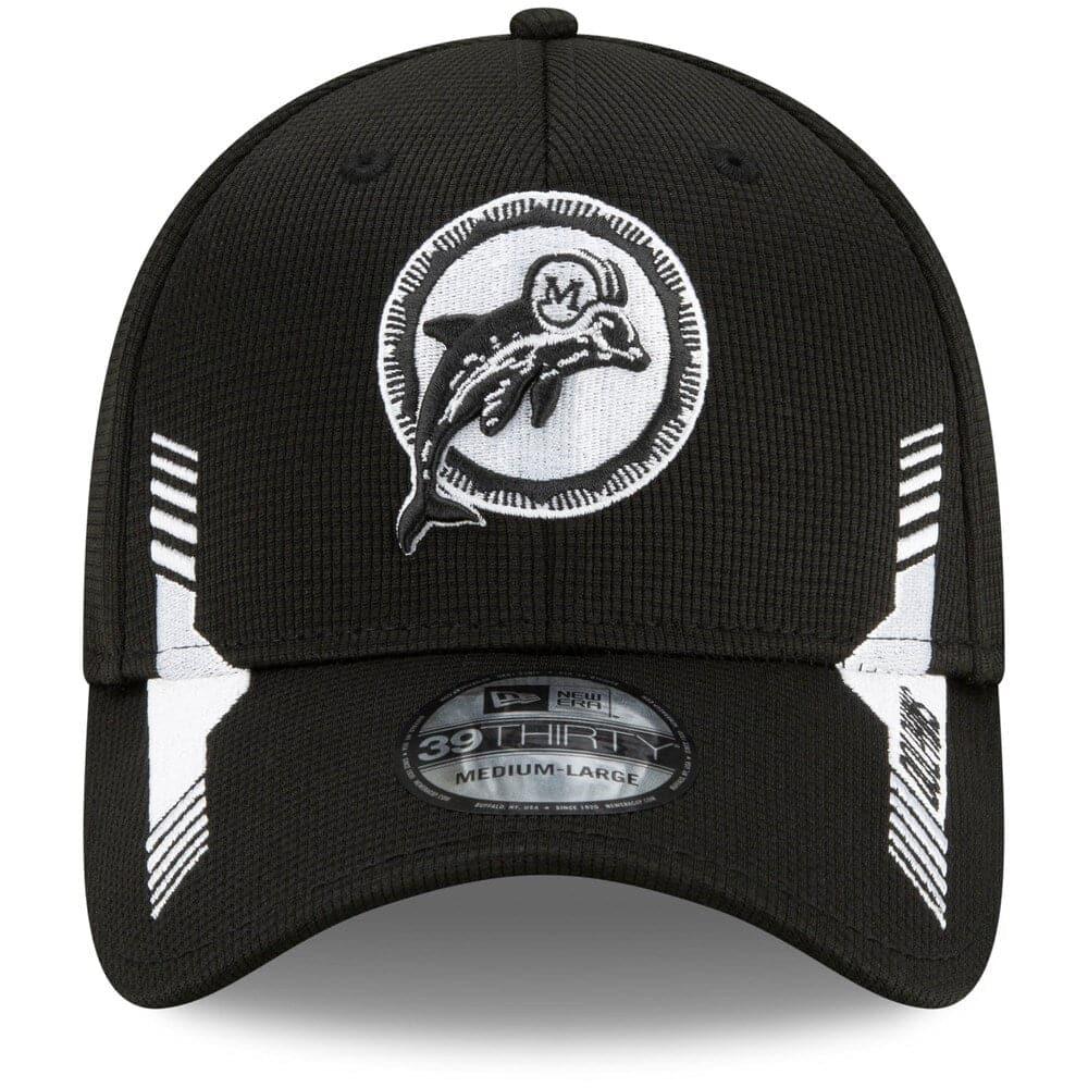New Era Caps Miami Dolphins New Era NFL 2021 Sideline Throwback 39THIRTY Flex Fit Hat - Black