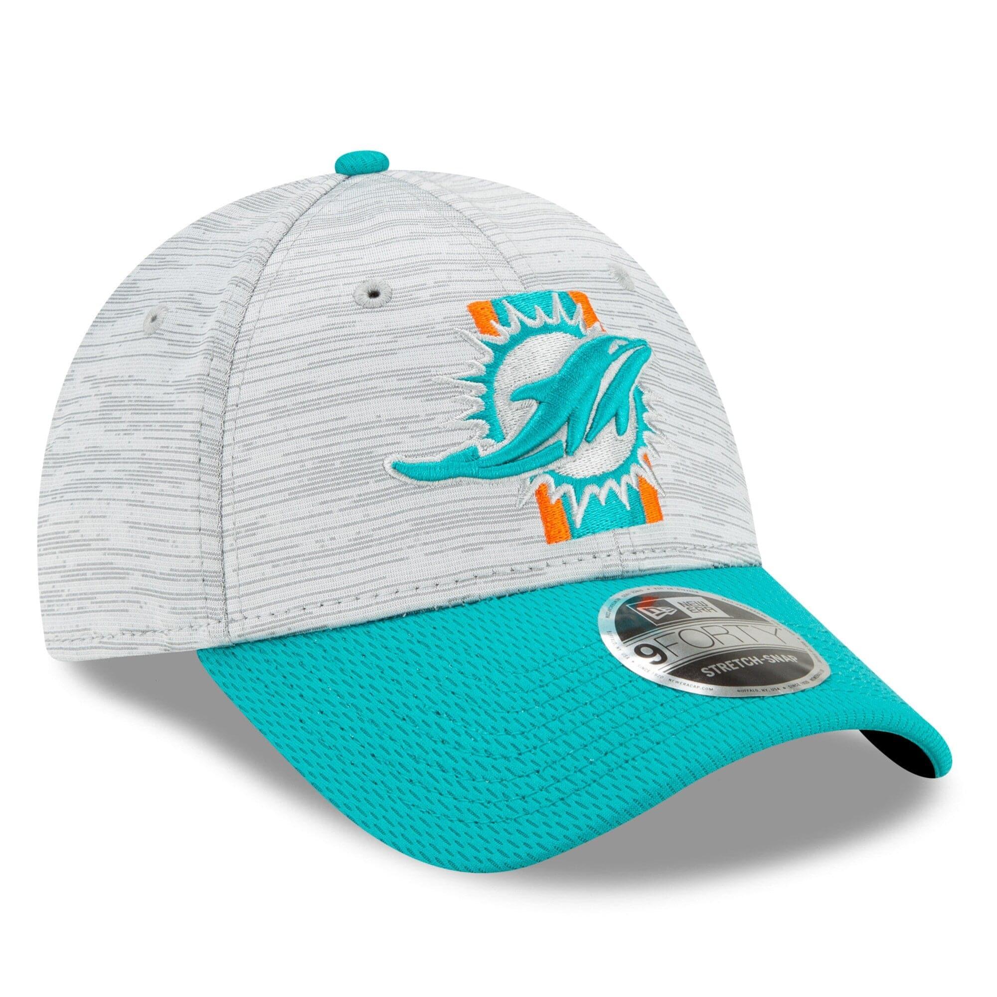 New Era Caps Miami Dolphins New Era NFL 2021 Training Camp 9FORTY Curve Stretch Snapback Hat - Grey