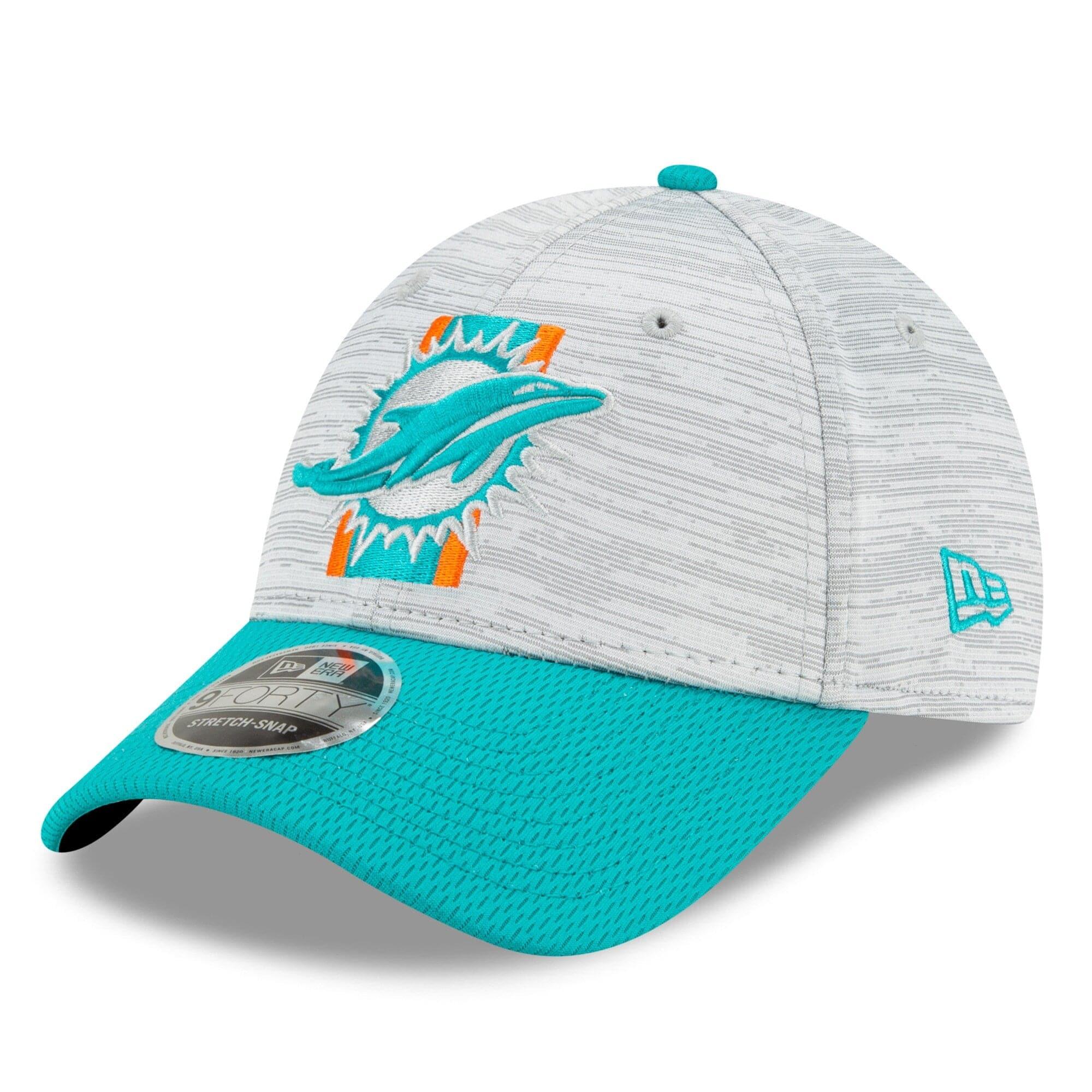 New Era Caps Miami Dolphins New Era NFL 2021 Training Camp 9FORTY Curve Stretch Snapback Hat - Grey