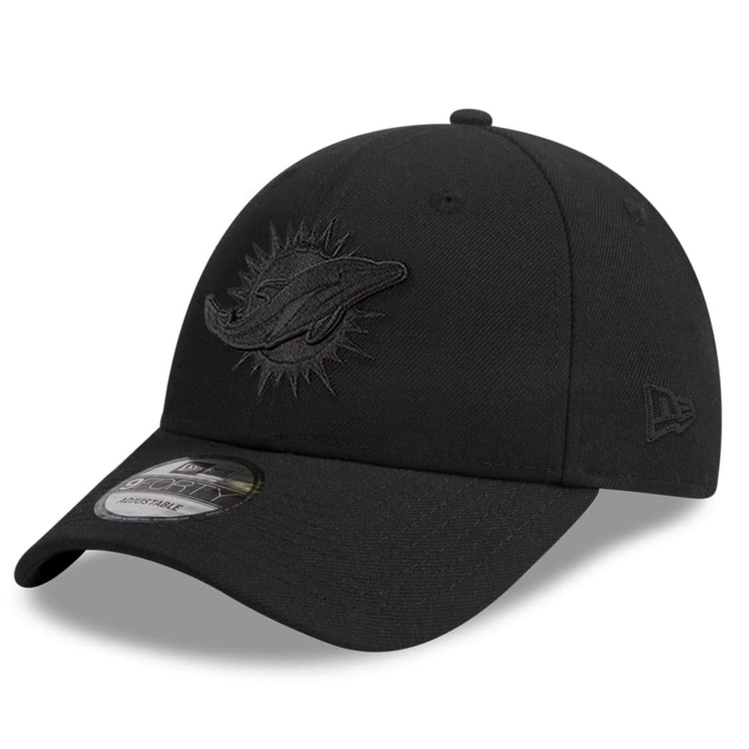 New Era Caps Miami Dolphins New Era NFL Black On Black 9FORTY Snapback Hat