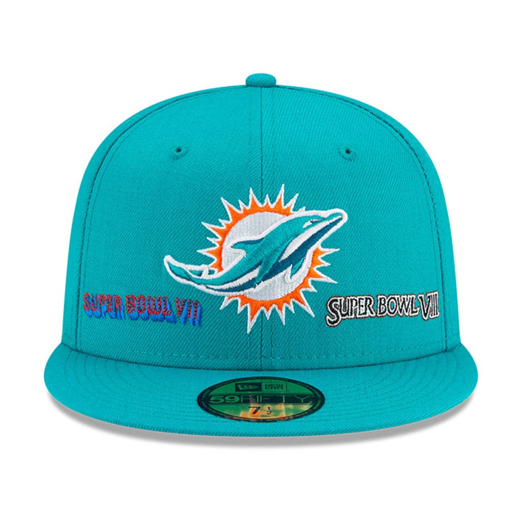 New Era Caps Miami Dolphins New Era NFL Champions Patch 59FIFTY Fitted Hat - Aqua