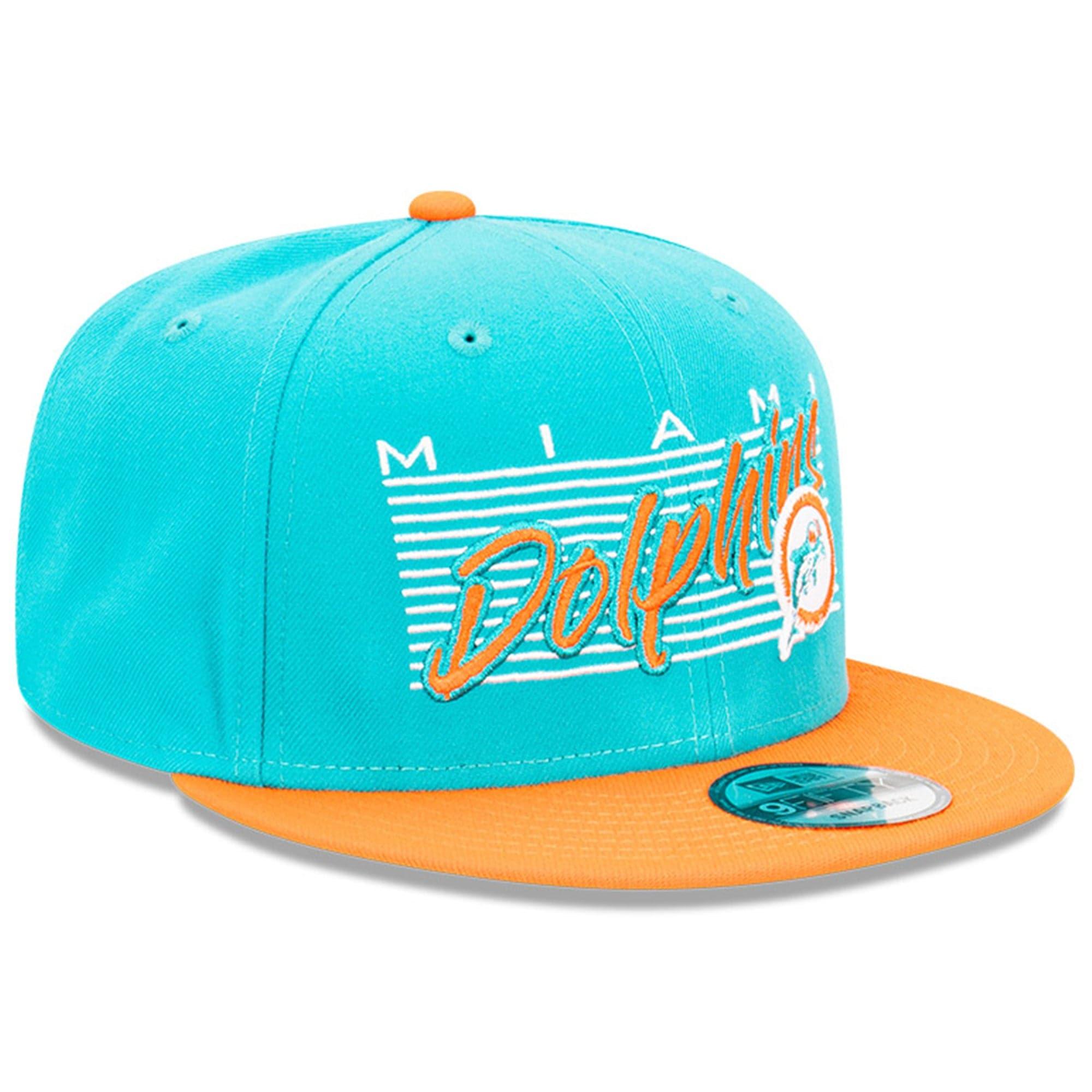 New Era Caps Miami Dolphins New Era NFL Script Block 9FIFTY Snapback Hat - Aqua