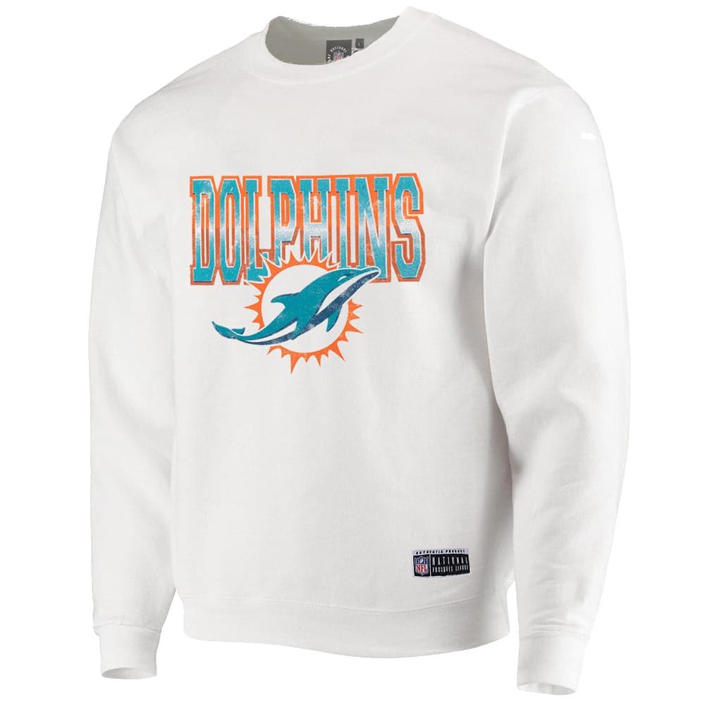 Majestic Athletic Jumpers Miami Dolphins NFL Collegiate Fade Vintage Crew Jumper - Vintage White