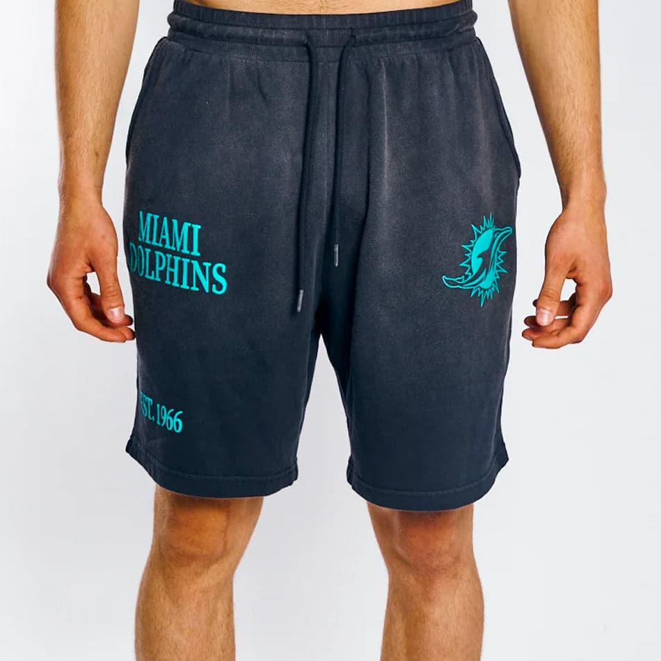 Majestic Athletic Shorts Miami Dolphins NFL Multi Logo Fleece Shorts - Faded Black