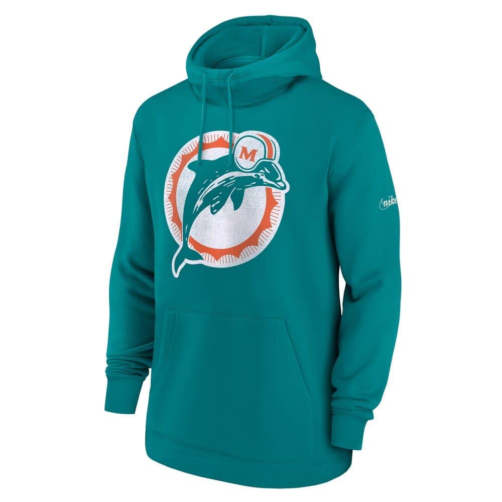 Nike Jumpers Miami Dolphins Nike NFL Historic Logo Fleece Hoodie Jumper - Aqua