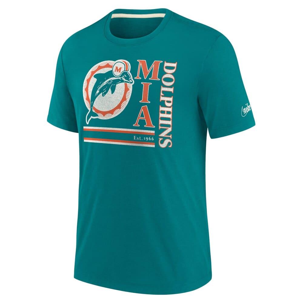 Nike T-Shirts Miami Dolphins Nike NFL Historic Logo Tri-Blend T-Shirt - Aqua
