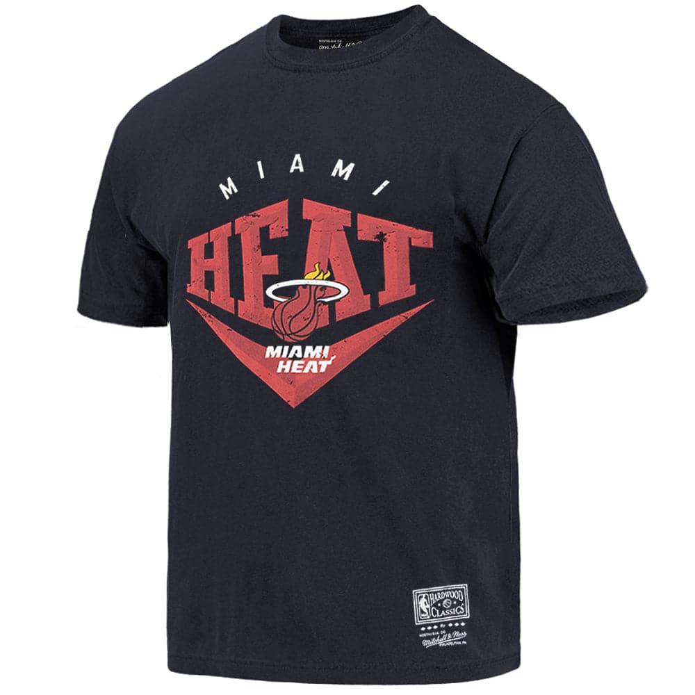 Mitchell And Ness T-Shirts Miami Heat Mitchell & Ness NBA Beveled Vintage T-Shirt - Faded Black