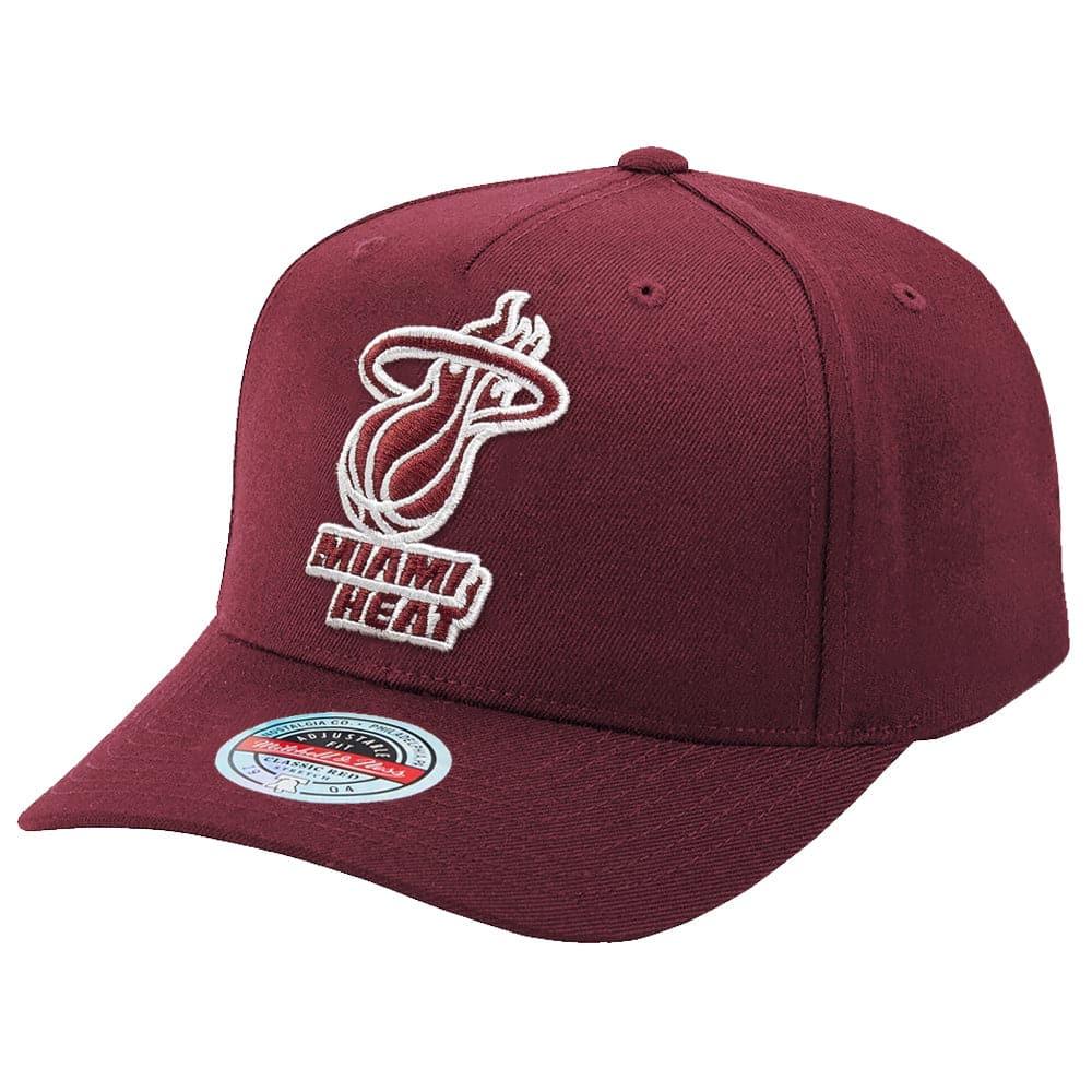 Mitchell And Ness Caps Miami Heat Mitchell & Ness NBA Crimson Sector Classic Red Curve Snapback Hat - Crimson